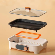 Compact Electric Grill Pan, Multifunctional Non-Stick BBQ Griddle with Adjustable Temperature, Home Hot Pot & Korean Barbecue Cooker - Image 4