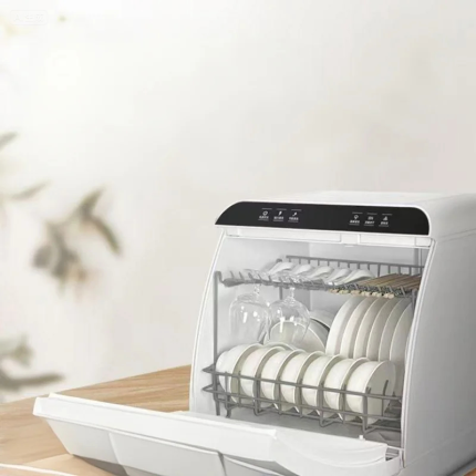 8-Set Compact Dishwasher, Full-Automatic with Hot Air Drying, Sanitize & Sterilization Function, Ideal for Family Use